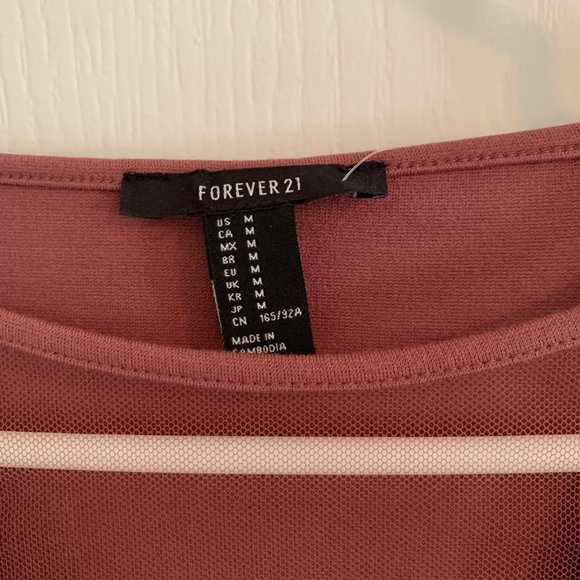 Forever 21 Dusty Rose Mesh V Crop Top - Picture 3 of 3